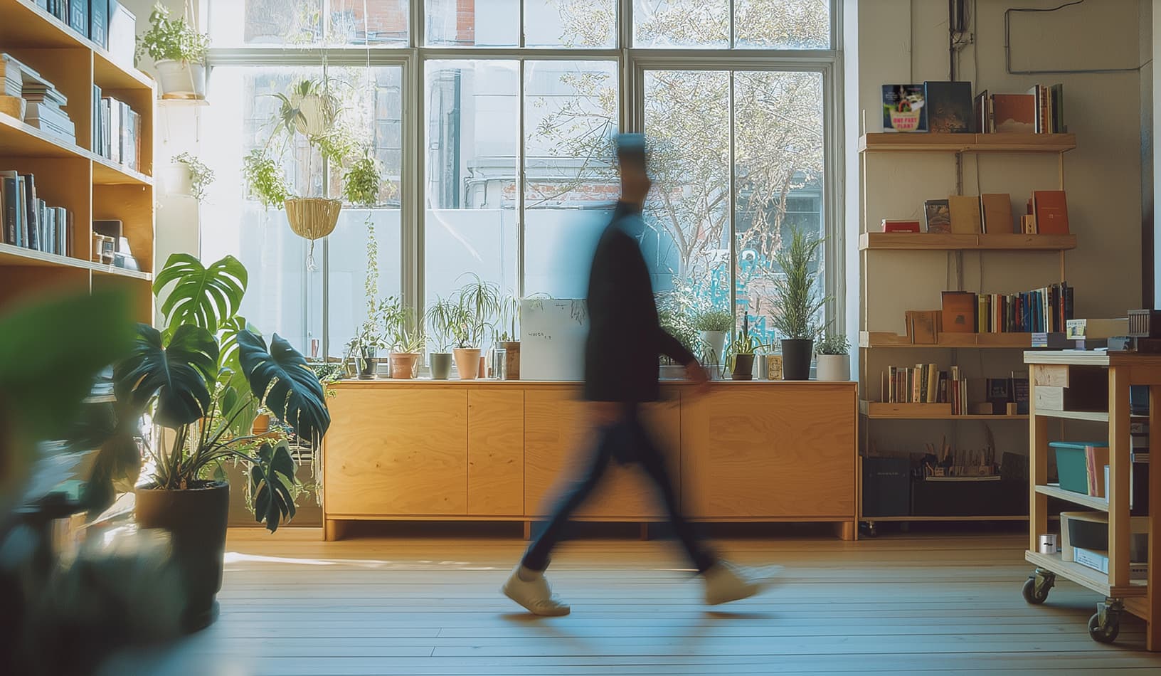 Office interior with natural light